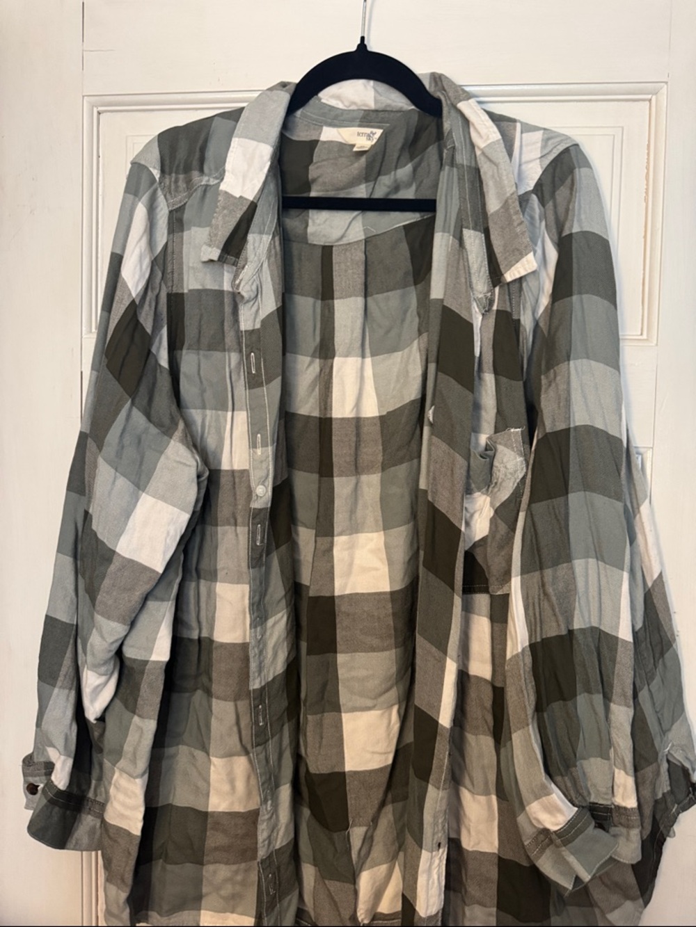 Green and White Buffalo Check Button-Up Shirt